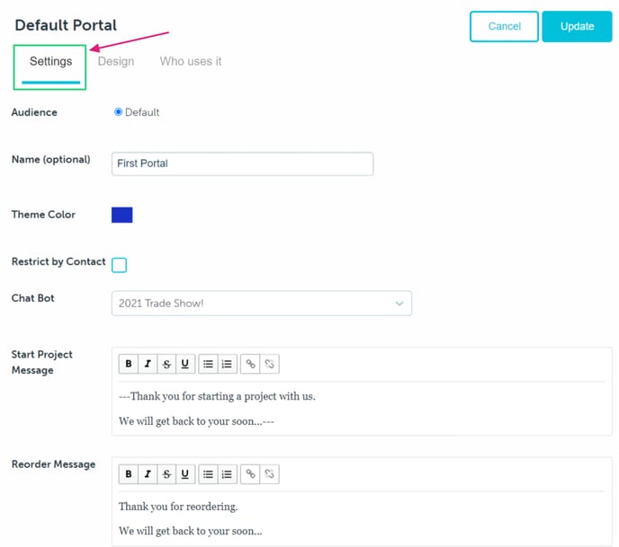 Default portal