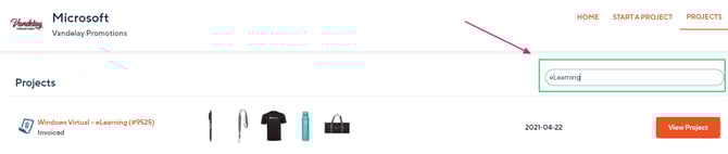 How to search for a project