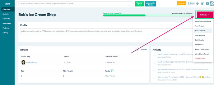 Actions tab