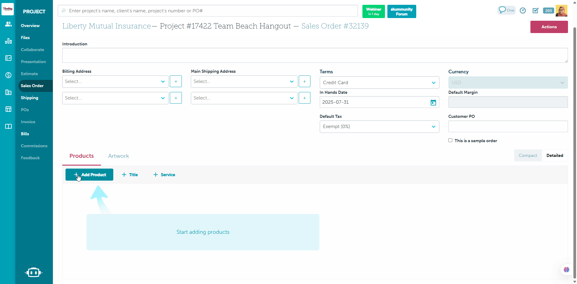 Product modal